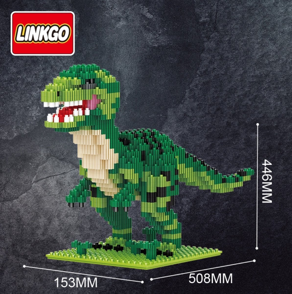 Linkgo Connection Blocks - Dinosaurus Rex (Groen/Wit/Rood) Speelgoed voor kinderen jongens meisjes | Lego technic, Lego friends, Lego city, Lego ninjago, Lego creator | Squid Game | Figuur Dinosaurus Rex